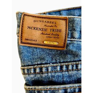 90s McKenzie Tribe Dungarees Men's Baggy Blue Jeans Light Wash Size 36x34